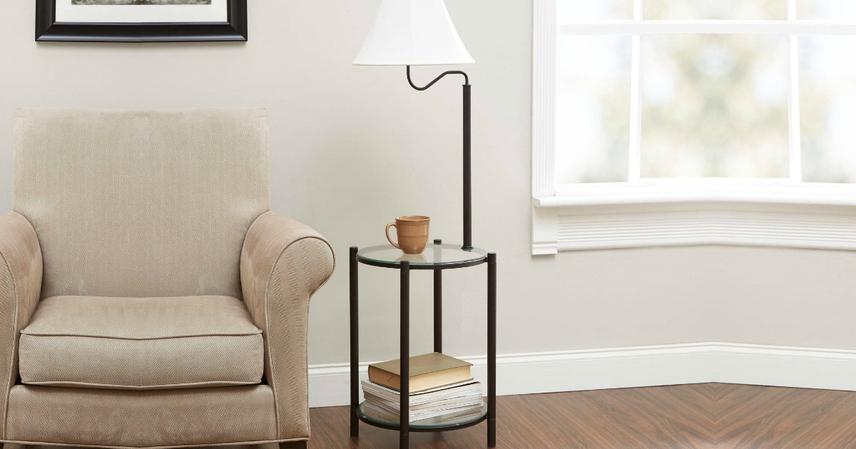 Mainstays transitional glass end 2024 table floor lamp