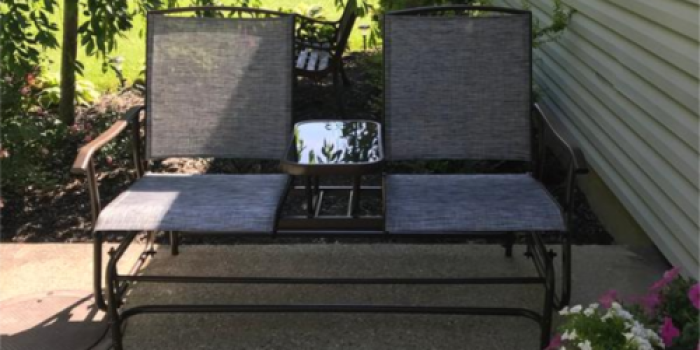 2-Person Patio Glider w/ Attached Glass Table Only $80 Shipped (Regularly $200)