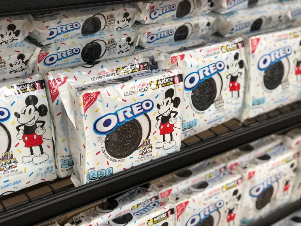 Mickey Mouse Oreo cookies on the shelves