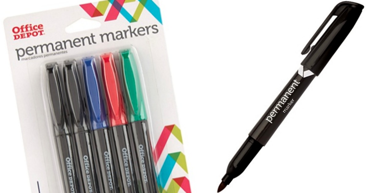 TWO Office Depot Permanent Markers 5-Packs ONLY $1 Or Less