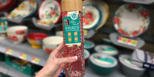 Pioneer Woman Glass Water Bottle w/ Bamboo Cap Possibly Only $4.50 at Walmart (Regularly $9)