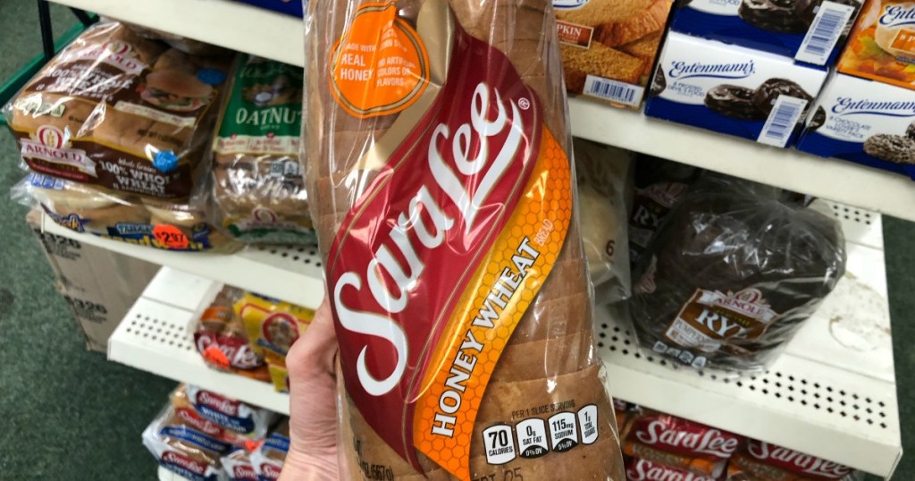 holding Sara Lee bread