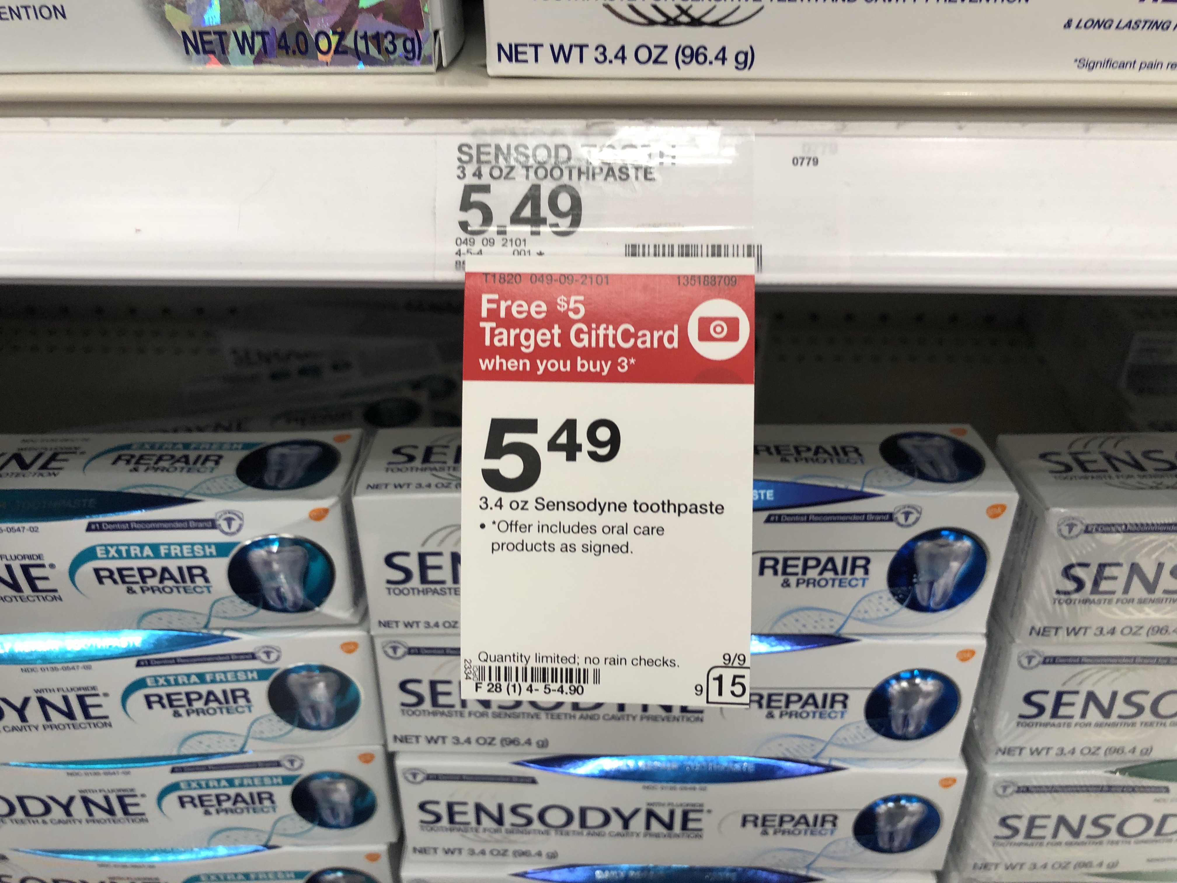 target sensodyne toothpaste