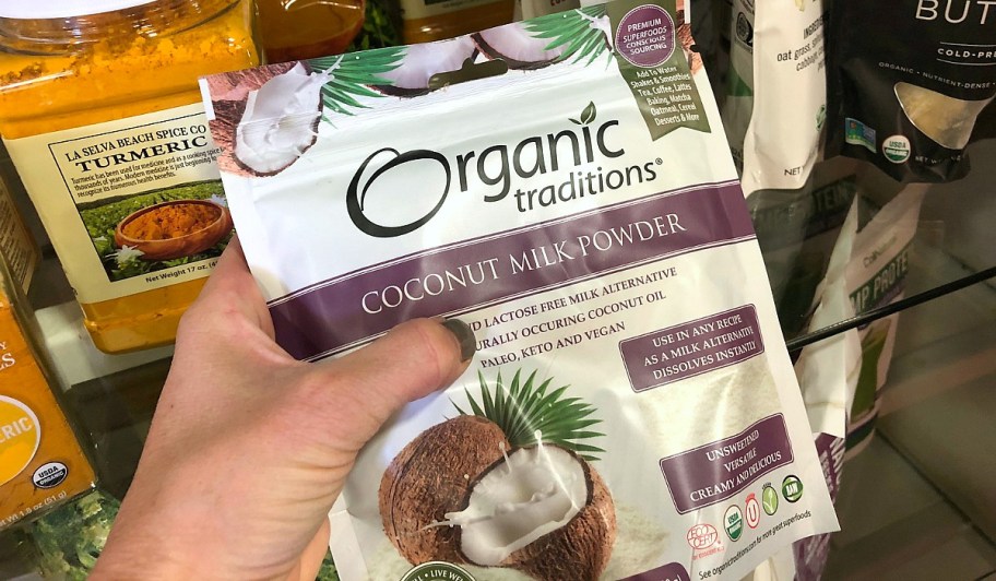 tjmaxx shopping gourmet foods include this packet of keto coconut milk powder