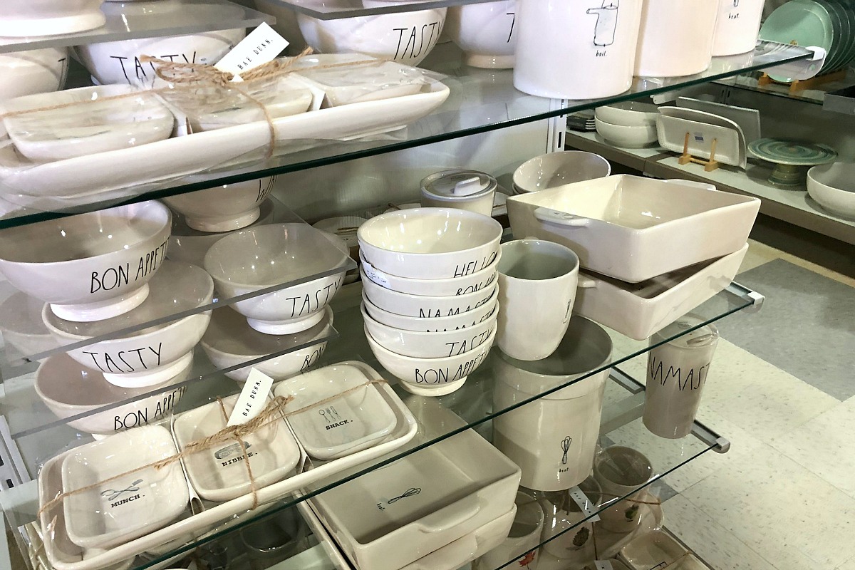 favorite t.j.maxx things to shop — assortment of rae dunn dishware