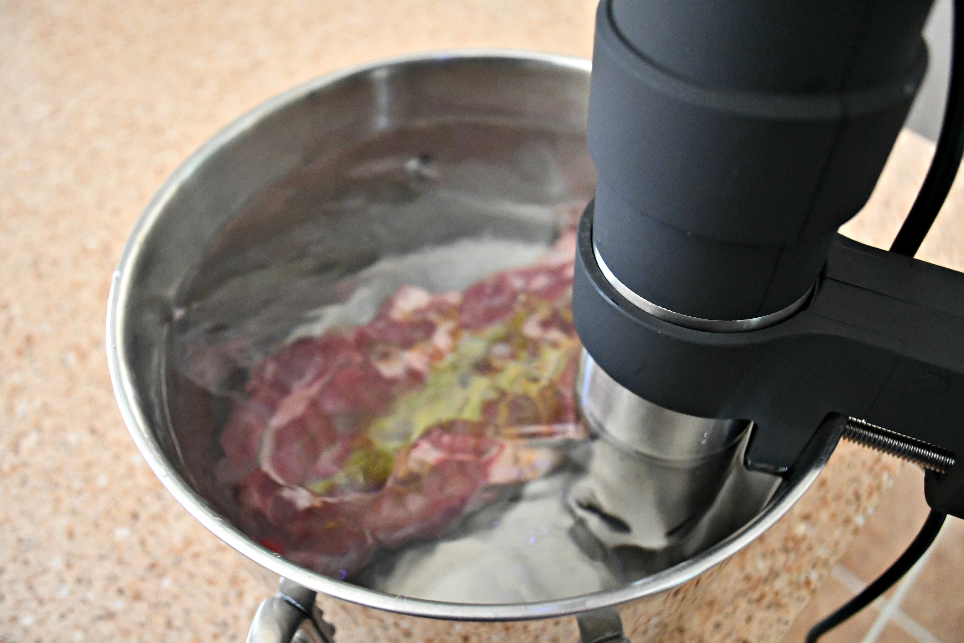 Make the Best Steak Using the Sous Vide method! Pictured here cooking with the sous vide method.