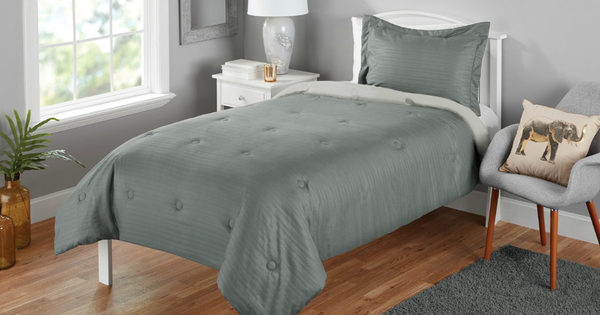 Walmart Mainstays Solid Comforter Sets As Low As 5 92   Walmart Comforter Set Grey Twin 