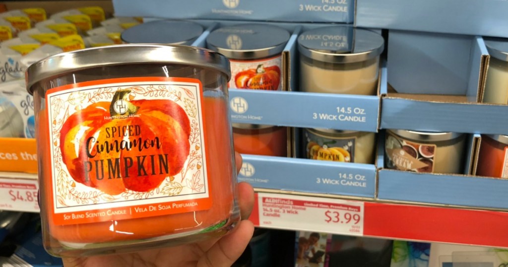 Fall Scented 3Wick Candles Only 3.99 at ALDI