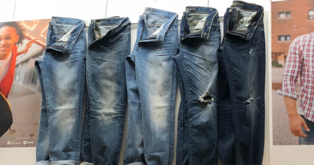 American Eagle Jeans hanging in store