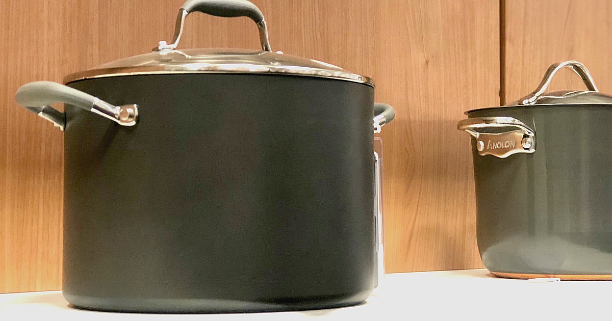 Advanced bronze hard anodized nonstick 10 qt stockpot with lid Anolon Advanced 10 Quart Stockpot W Lid Only 29 99 Regularly 120 At Macy S Hip2save