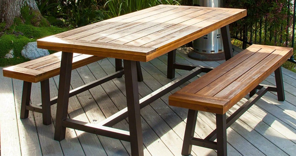 Amazon: Christopher Knight Home Rustic Wood Picnic Table w/ Benches