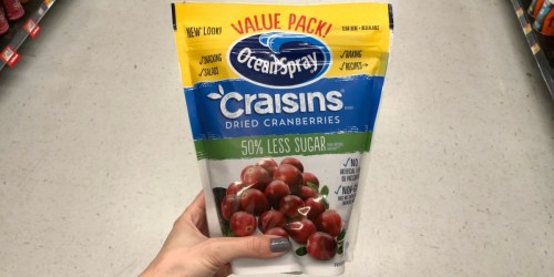 Ocean Spray 50% Less Sugar Craisins Dried Cranberries Value Pack Just $4 Shipped at Amazon