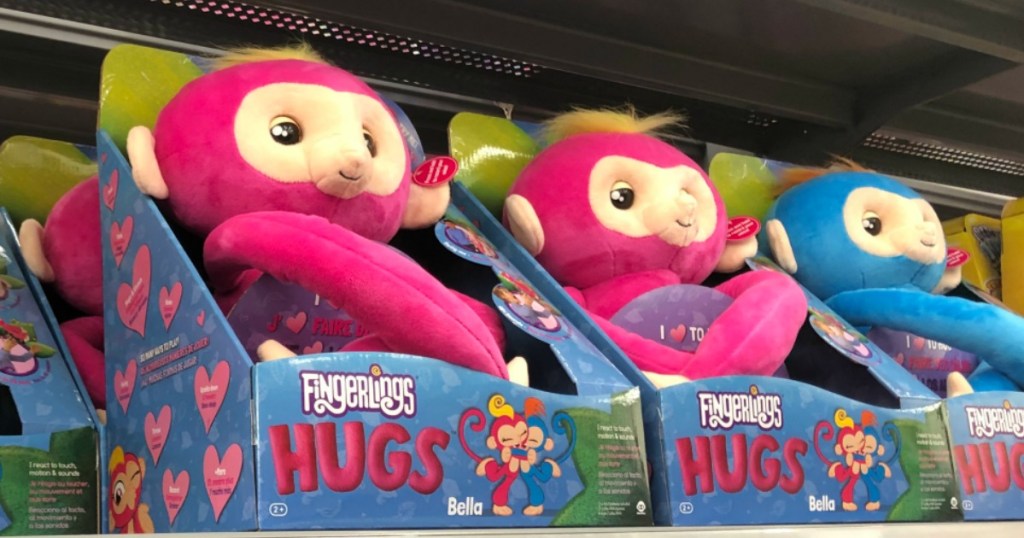 fingerlings hugs bella plushies on store shelf