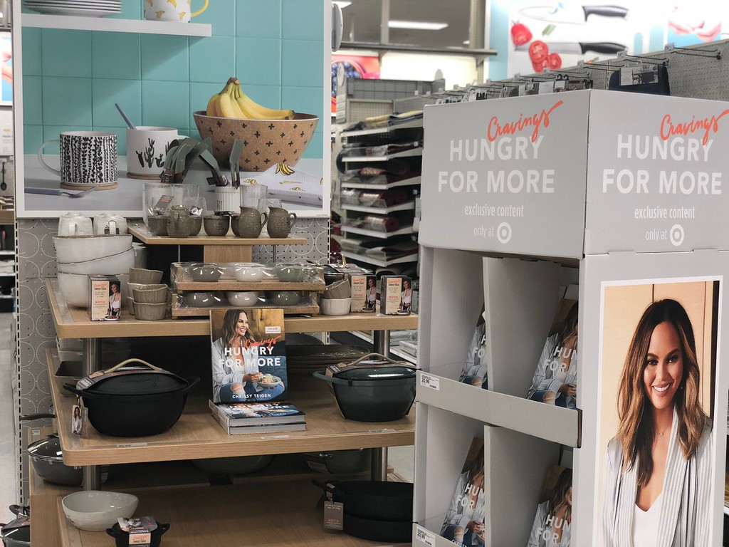 Cravings: Hungry for More Cookbook by Chrissy Teigen – book display in the store