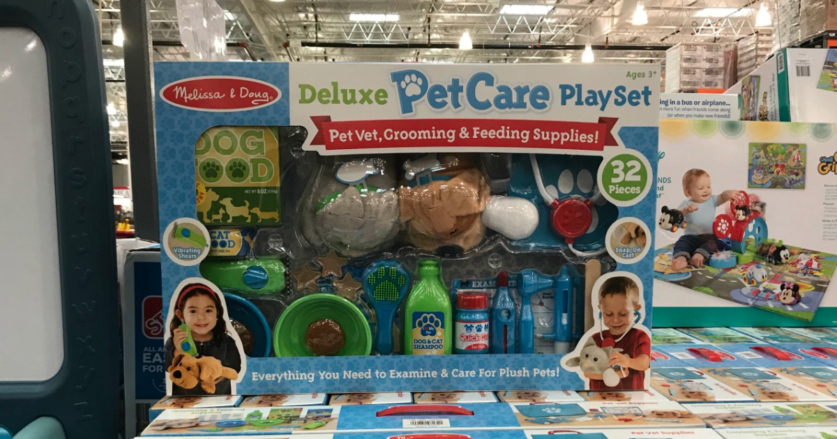 melissa and doug deluxe pet vet care and grooming play set