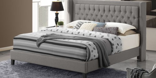 Brighton King Size Tufted Upholstered Platform Bed Only $236.57 Shipped