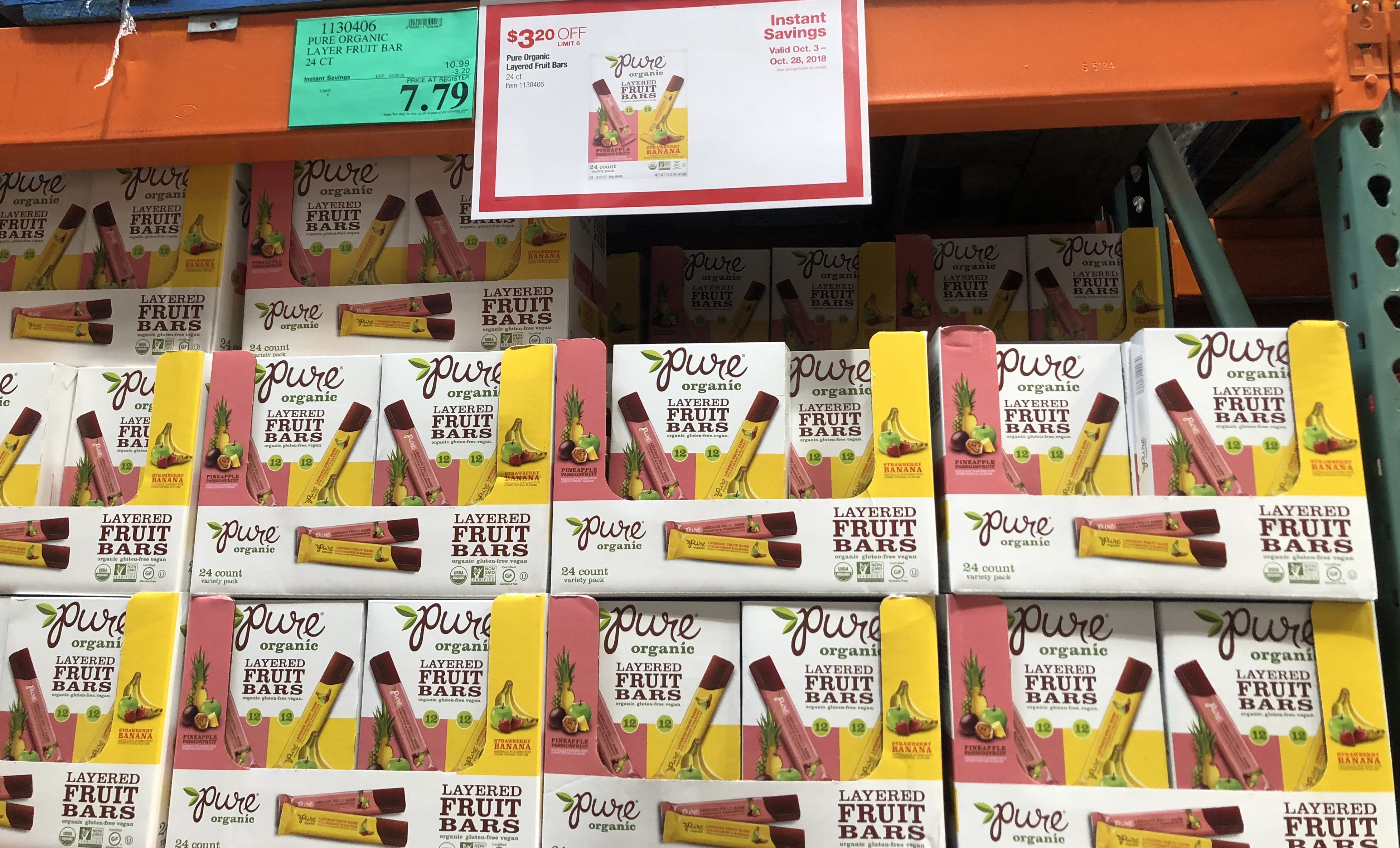 Costco deals October 2018 – Pure organic layered fruit bars at Costco
