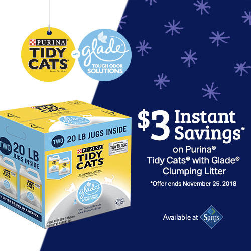 Purina Tidy Cats w/ Glade Cat Litter 20Pound Jug TwinPack Only 10.98 at Sam's Club