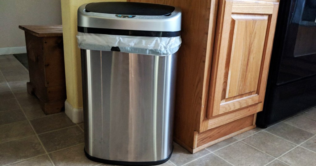 13-Gallon Touch Free Automatic Trash Can Stainless Steel Kitchen