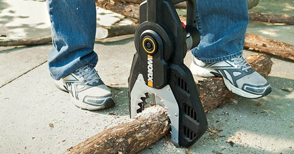 Worx 20V JawSaw cordless electric chainsaw features guard and