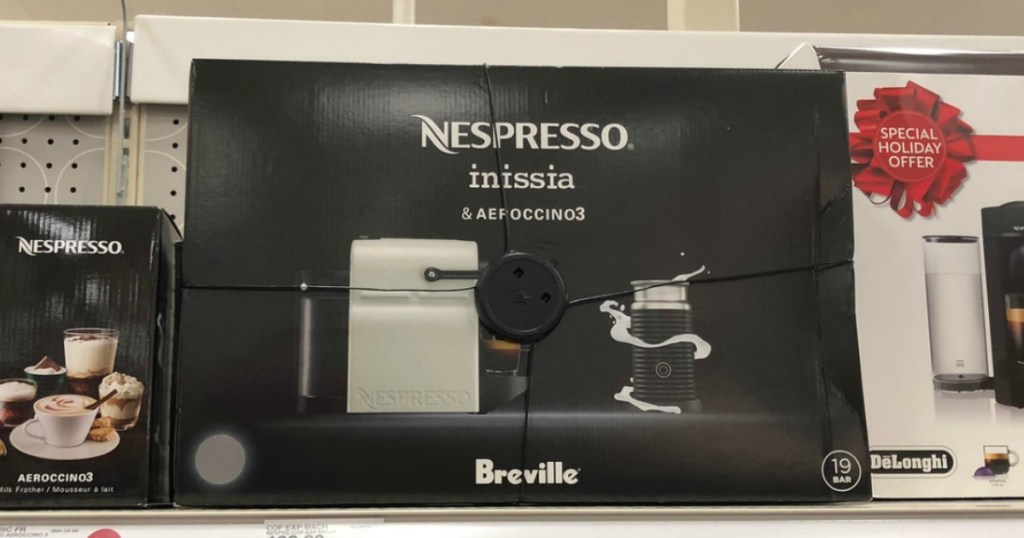 nespresso inissia espresso maker on store shelf