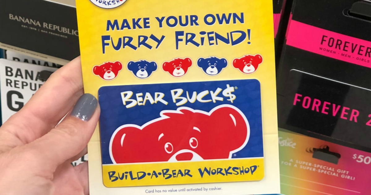 hand holding a Build-A-Bear Workshop Gift Card