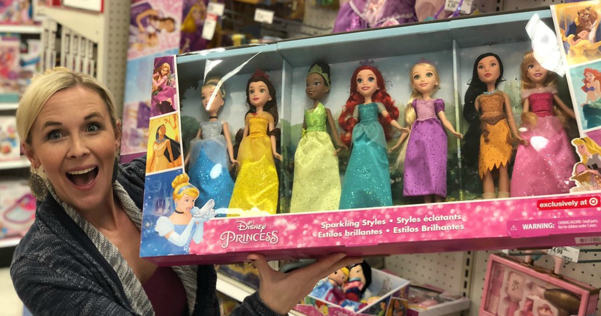 disney princess sparkling styles set of 7 dolls