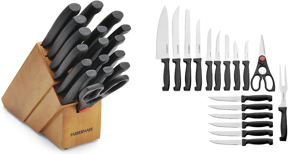 Farberware 18Piece Never Needs Sharpening Knife Block Set Only 13.50