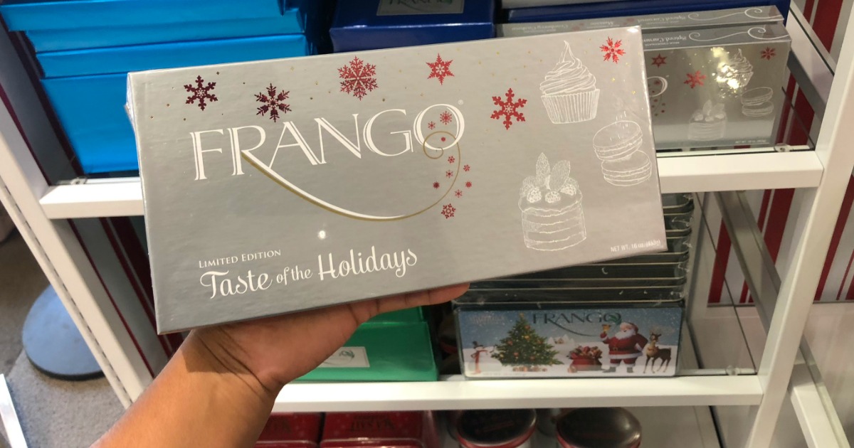 hand holding Frango Chocolates
