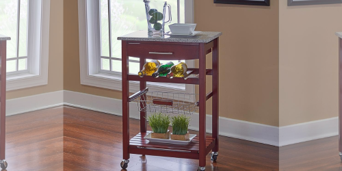 Granite Top Espresso Kitchen Cart Only $49 at Lowe’s (Regularly $140)