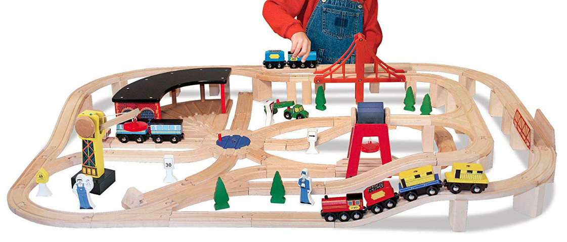 Melissa Doug Deluxe Wooden Railway Train Set Only 64 99 Regularly   Melissa Doug Deluxe Wooden Railway Train Set 