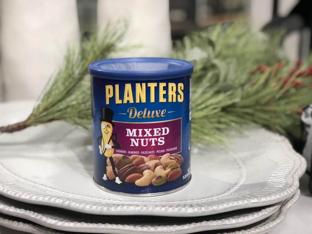 planters mixed nuts can sitting on plates