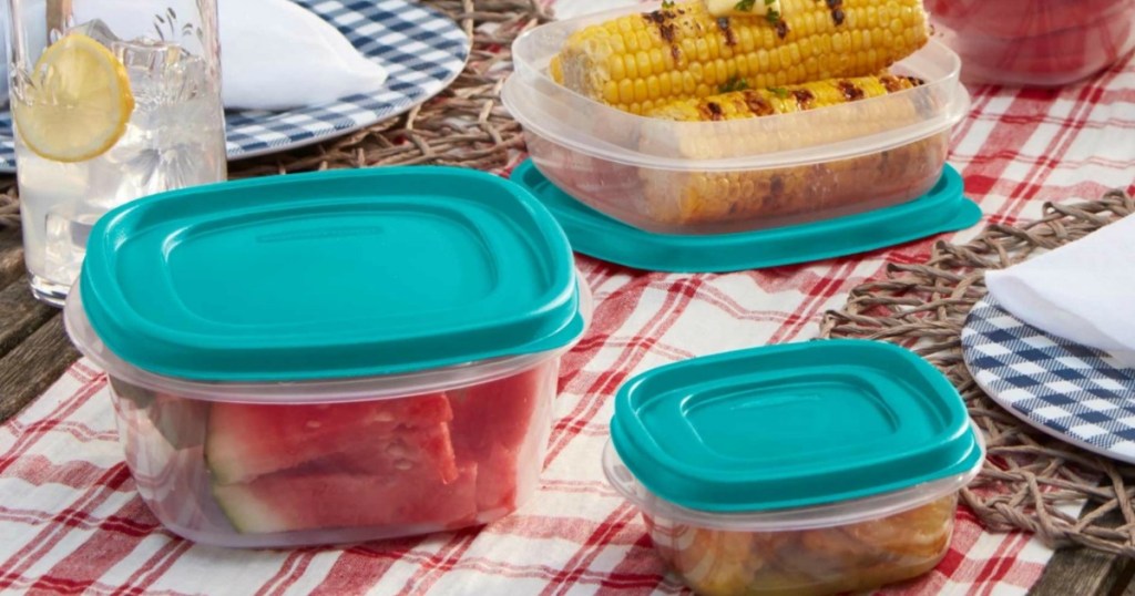 Rubbermaid Easy Find Lids 24 Pc Variety Set Food Storage Containers with  Red Vented Lids 