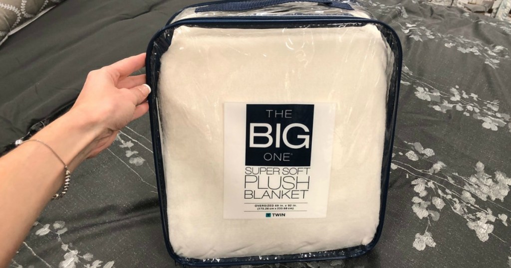 The Big One Plush Blanket on bed