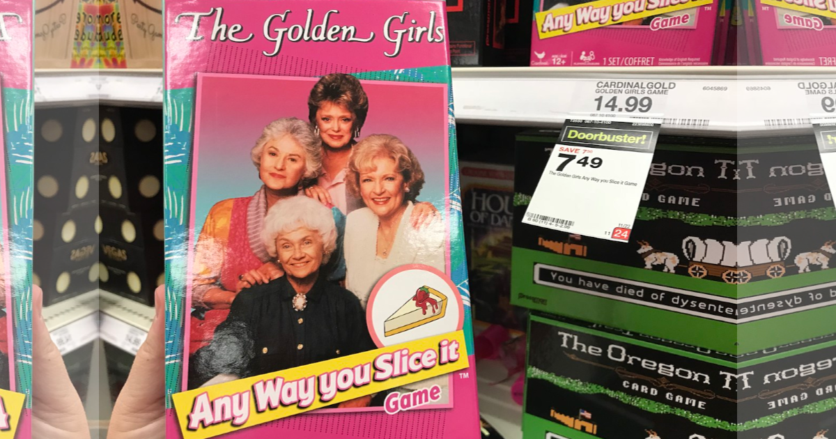 hand holding the golden girls trivia game