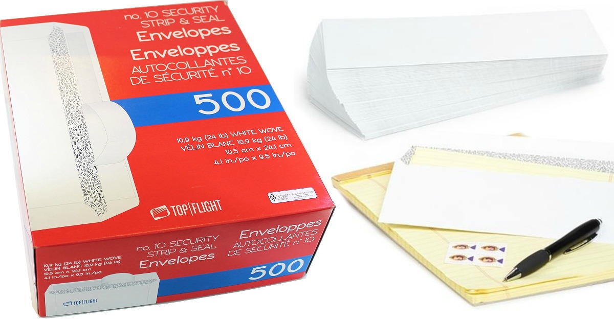 Amazon: Top Flight Strip & Seal #10 Envelopes 500-Count
