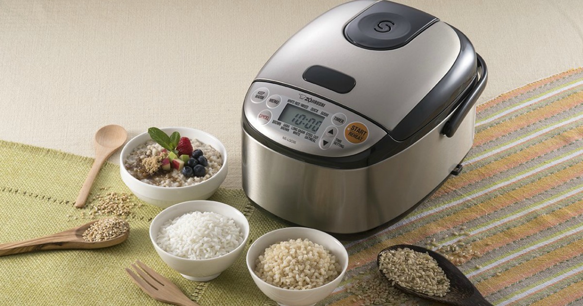 Zojirushi Rice Maker with bowls of different prepared grains