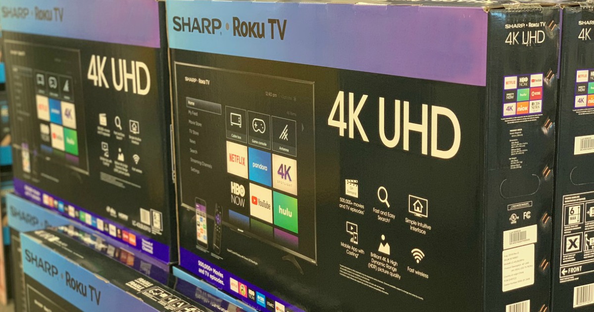 Sharp 55" LED Smart 4K UHD TV with HDR Roku TV in a box at Best Buy 