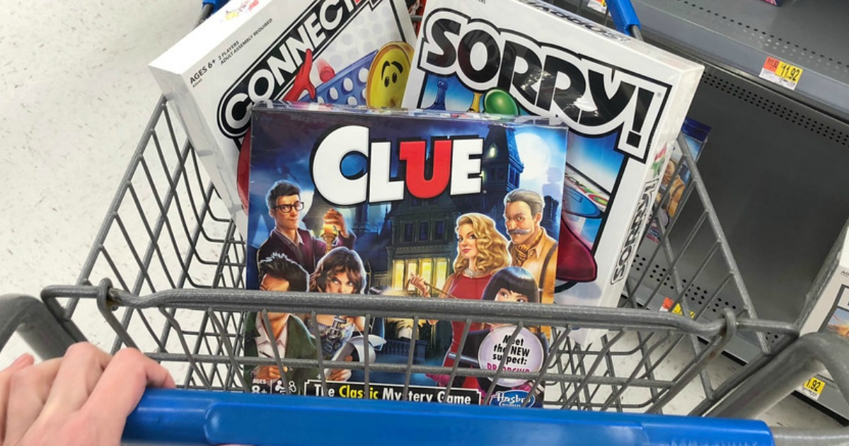 Board games in a shopping cart