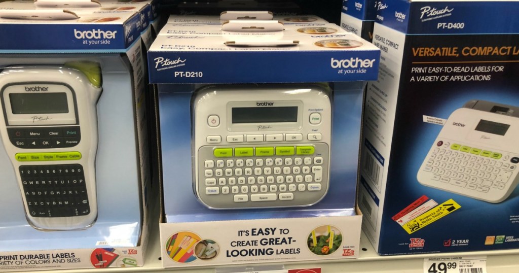 Brother P-touch PTD210,Easy-to-Use Label Maker on a shelf