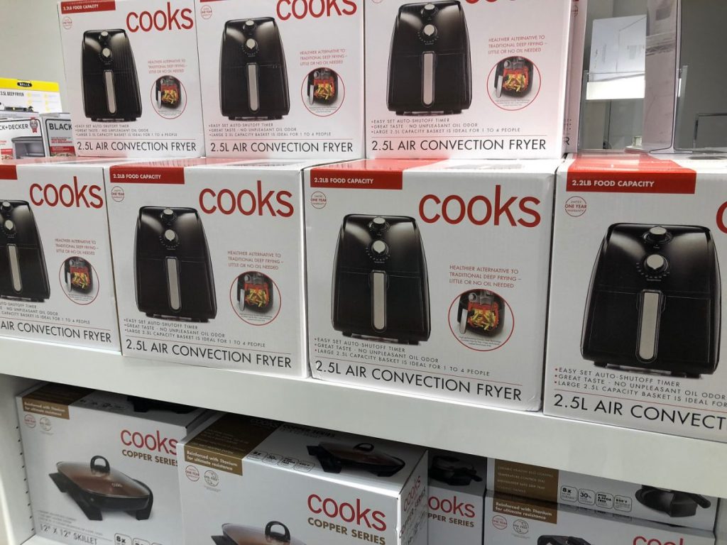 Multiple Cooks Air Fryers on shelf at Jcpenney