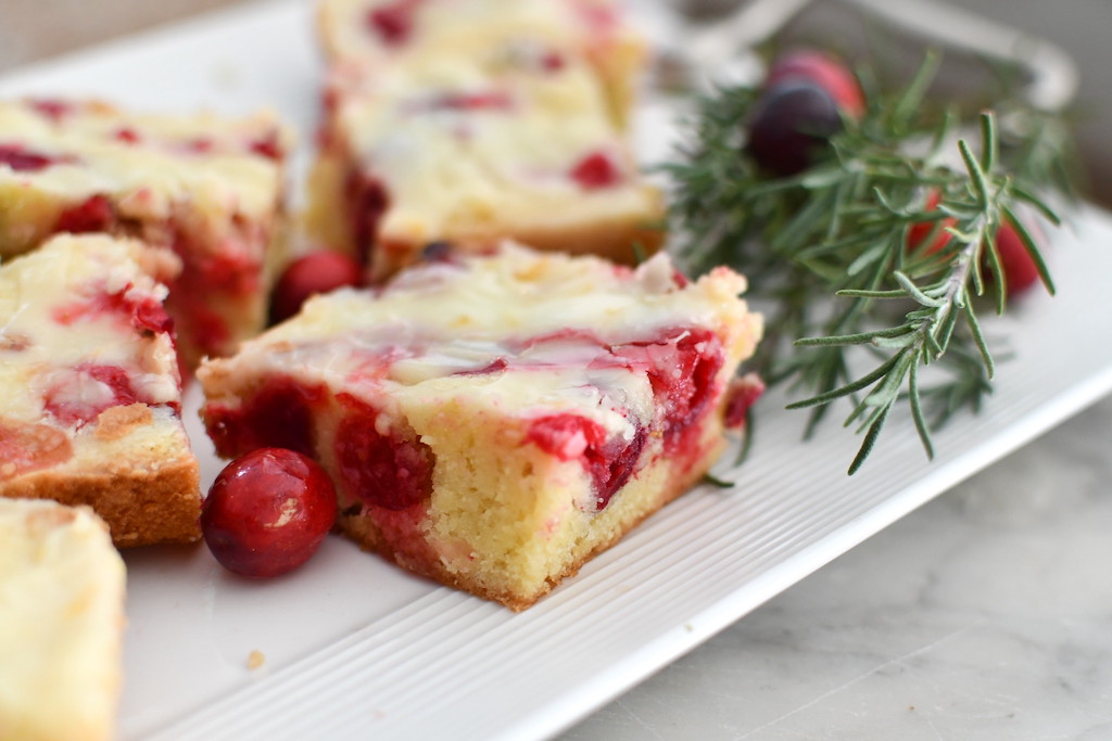 Cranberry Christmas cake slices on plate 