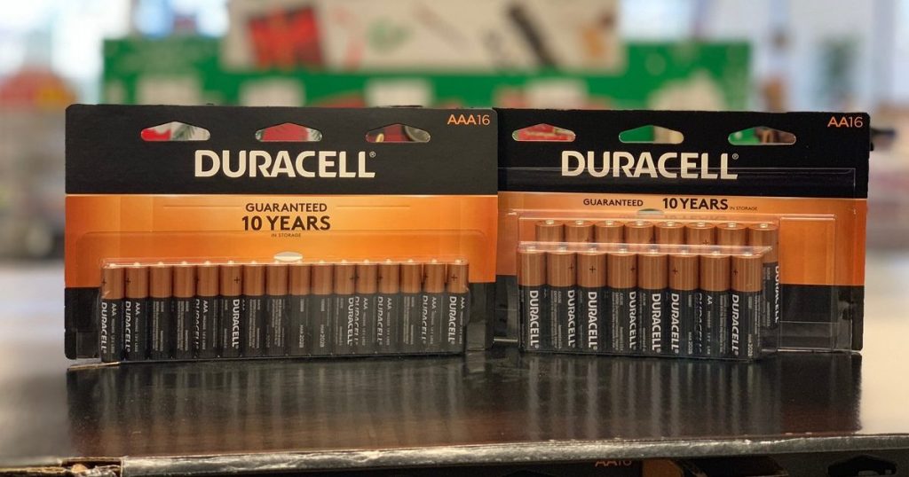 two packs of Duracell batteries 