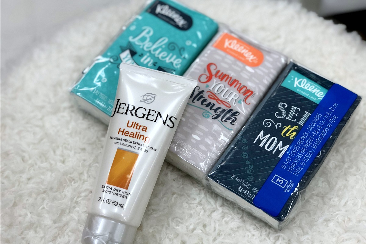 gifts for groups — winter survival kit with tissues and hand lotion