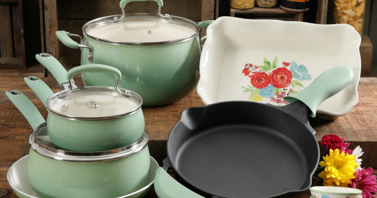 The Pioneer Woman Clara Cookware Set, 17 Piece 