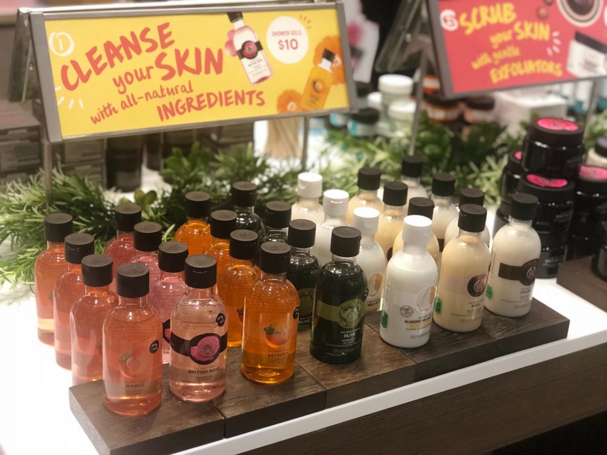 The Body Shop Haircare products on display