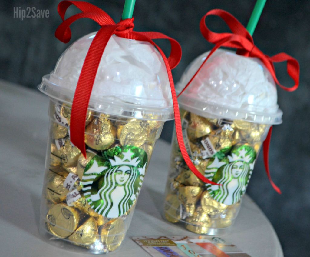 Starbucks cups filled with candy