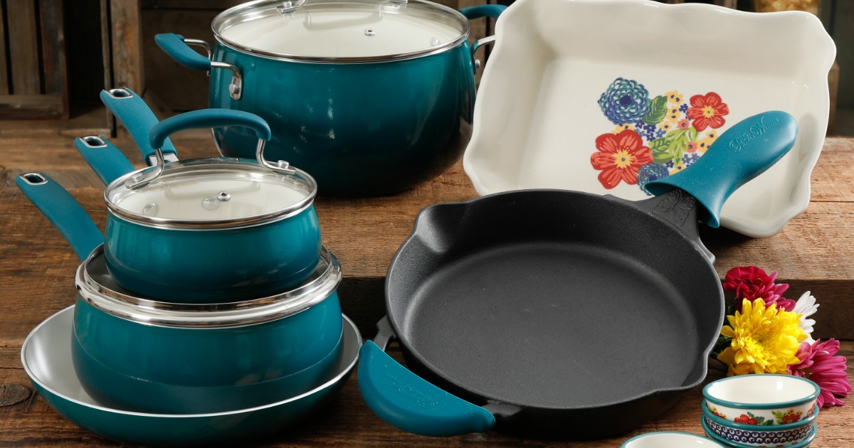 The Pioneer Woman 17-Piece Cookware Combo Set Just $59 Shipped (Regularly  $120)