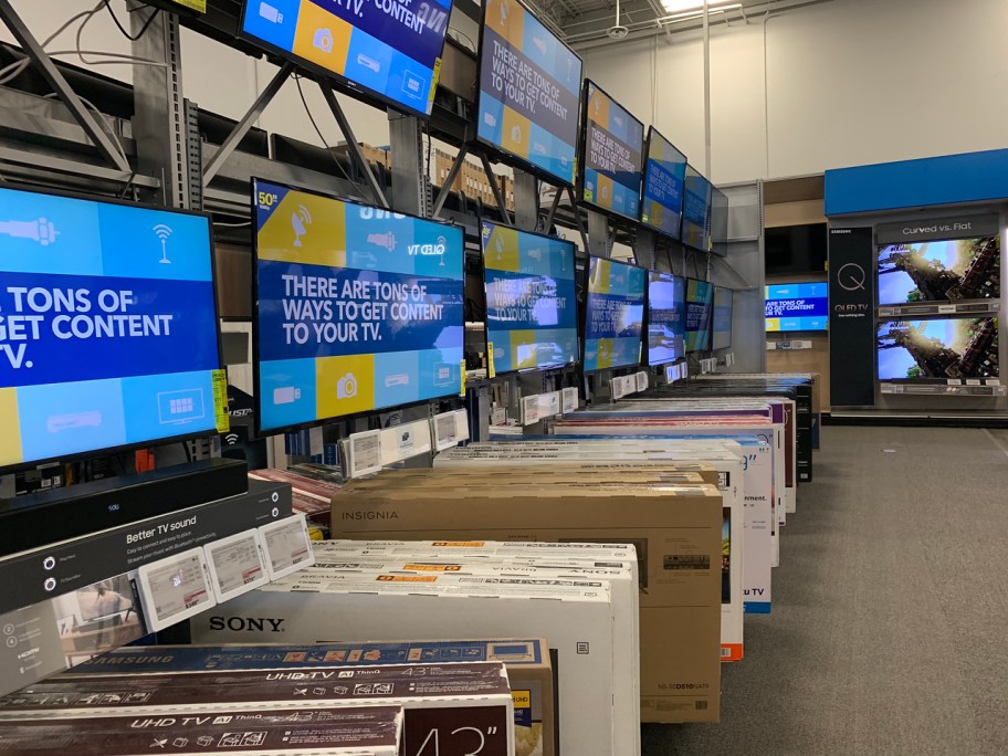 TVs on display at Best Buy store