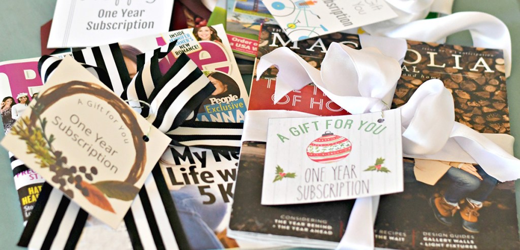 assortment of magazine with giftable gift tags